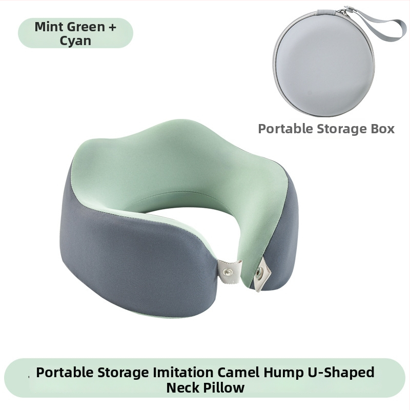 Възглавница за врата с паметна пяна, У-образна за пътуване, с трикотажна сърцевина