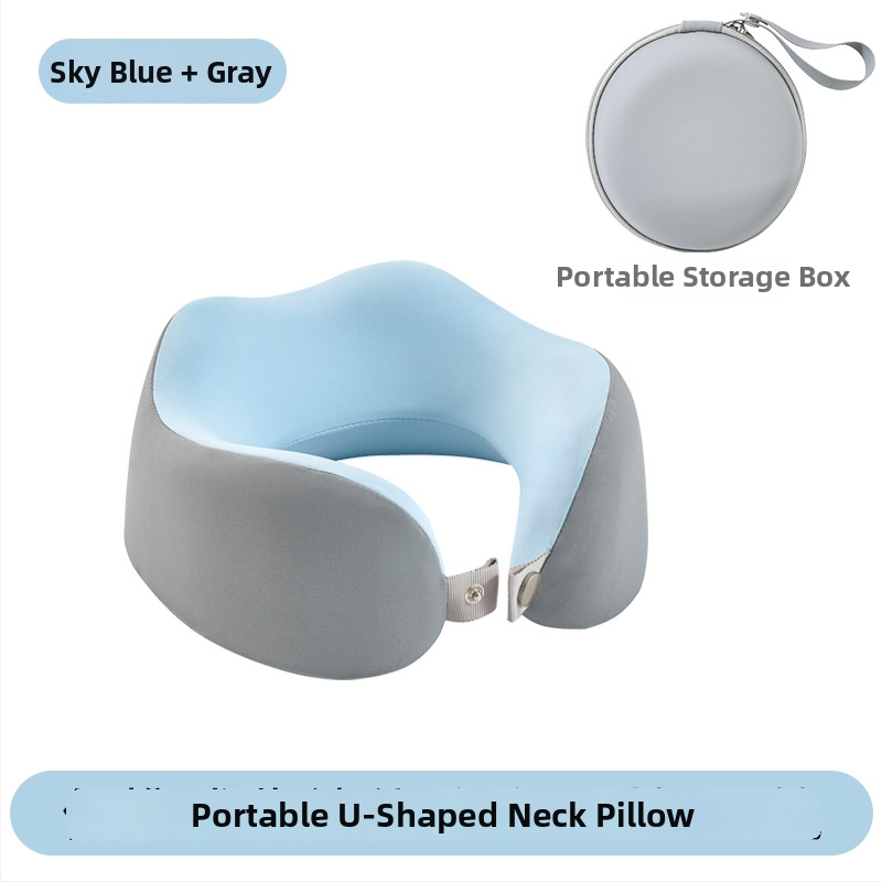 Възглавница за врата с паметна пяна, У-образна за пътуване, с трикотажна сърцевина