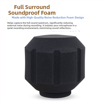 Комплект за микрофон: ветроустойчив филтър, шумоизолационен щит и звукопоглъщащ калъф за лайв стрийминг и запис (Модел C5, Бранд HZM&C)