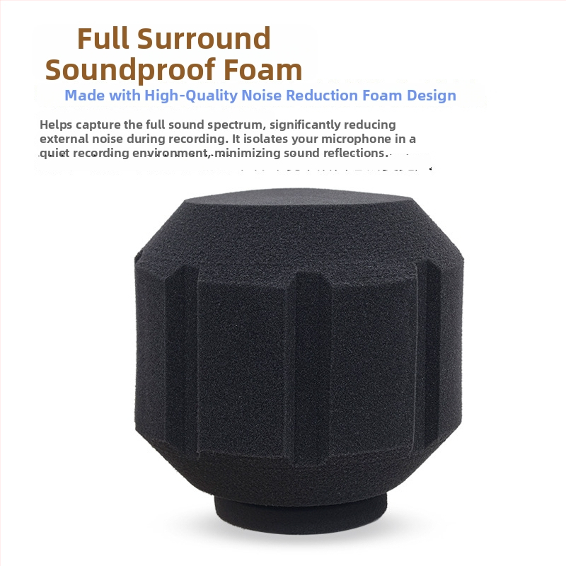 Комплект за микрофон: ветроустойчив филтър, шумоизолационен щит и звукопоглъщащ калъф за лайв стрийминг и запис (Модел C5, Бранд HZM&C)
