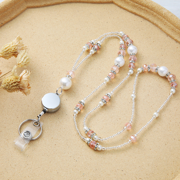 Ručni lanac za ID karticu s kristalnim perlama, kopčom za vuču, od legure, nosivost 10 kg, moguć tisak logotipa, u Opp vrećici