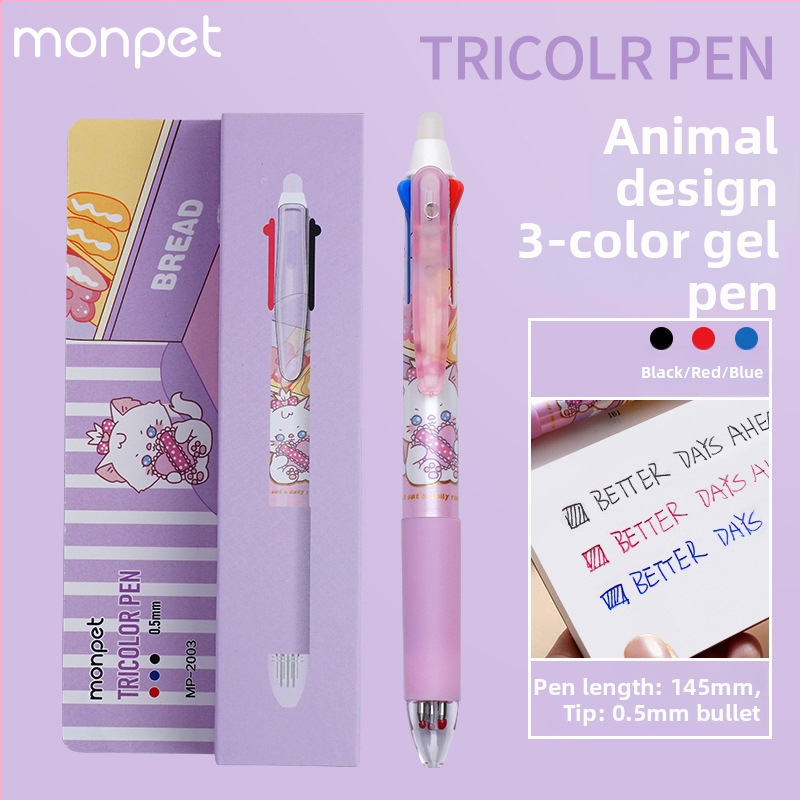 Cartoon séria mazateľné pero s push-type mechanizmom, guľôčková špička, z nerezovej ocele, plastové puzdro