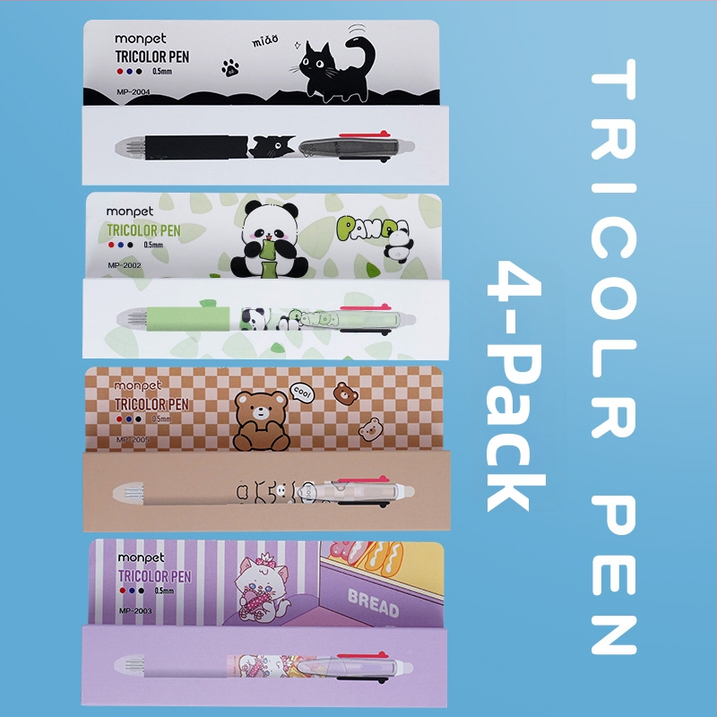 Cartoon séria mazateľné pero s push-type mechanizmom, guľôčková špička, z nerezovej ocele, plastové puzdro