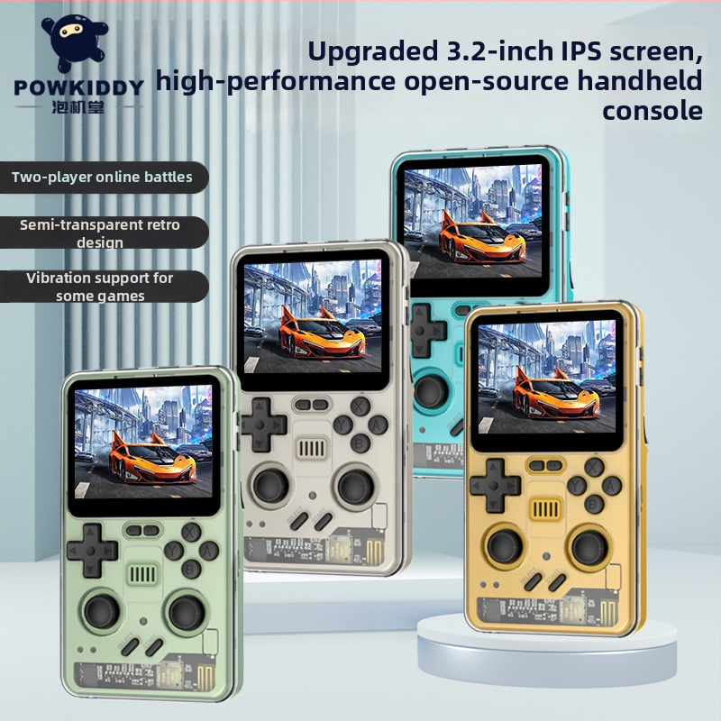 Consolă portabilă de jocuri Powkiddy RGB20Pro, fără fir, HD, ArkOS open-source, memorie 64GB/128GB, stil nostalgic