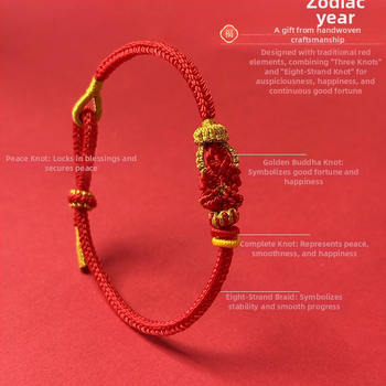 Кордова гривна с животни от зодиака и възел Буда, ръчно плетена, унисекс, елегантен аксесоар