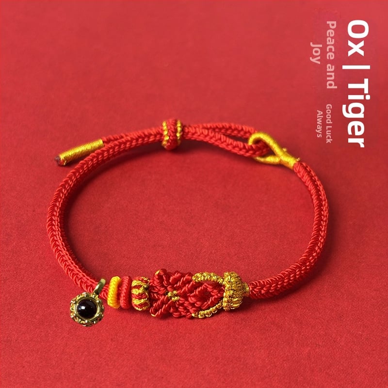 Кордова гривна с животни от зодиака и възел Буда, ръчно плетена, унисекс, елегантен аксесоар