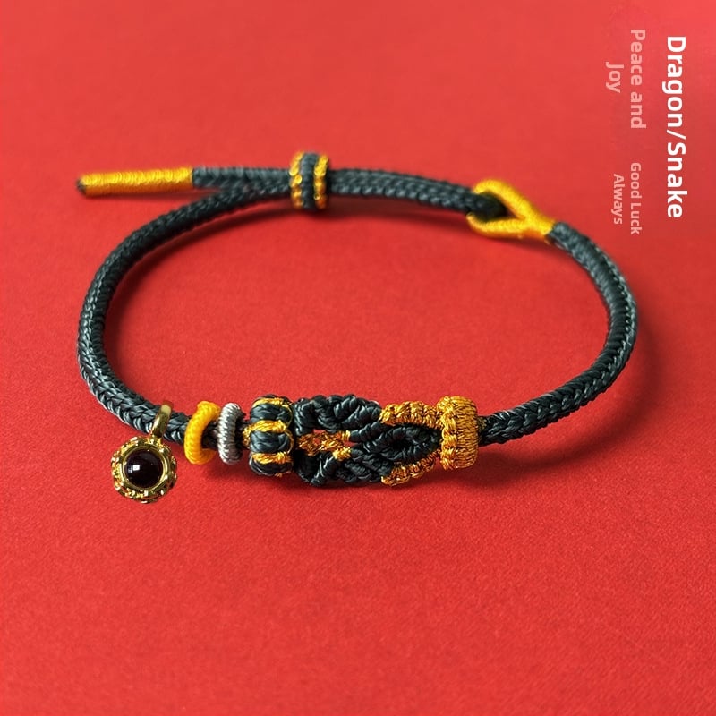 Кордова гривна с животни от зодиака и възел Буда, ръчно плетена, унисекс, елегантен аксесоар