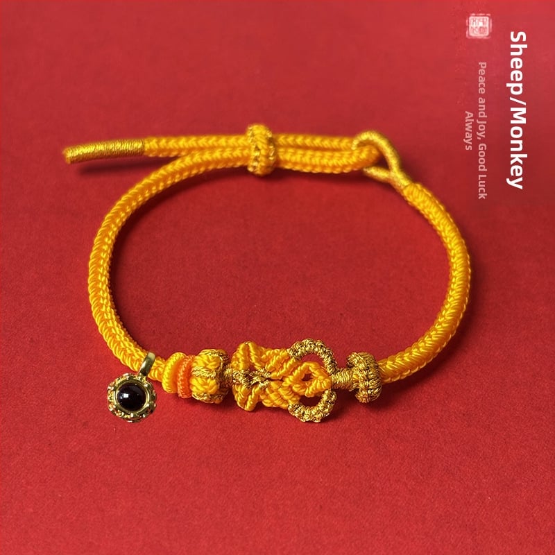 Кордова гривна с животни от зодиака и възел Буда, ръчно плетена, унисекс, елегантен аксесоар