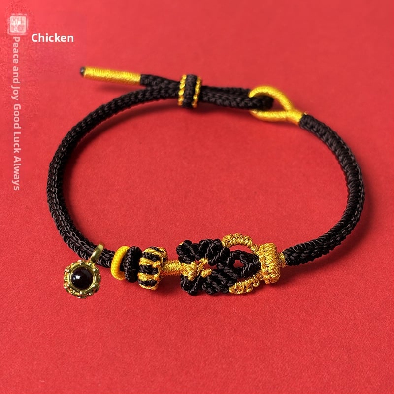 Кордова гривна с животни от зодиака и възел Буда, ръчно плетена, унисекс, елегантен аксесоар