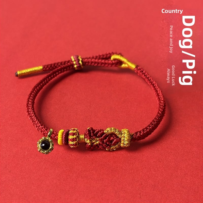 Кордова гривна с животни от зодиака и възел Буда, ръчно плетена, унисекс, елегантен аксесоар