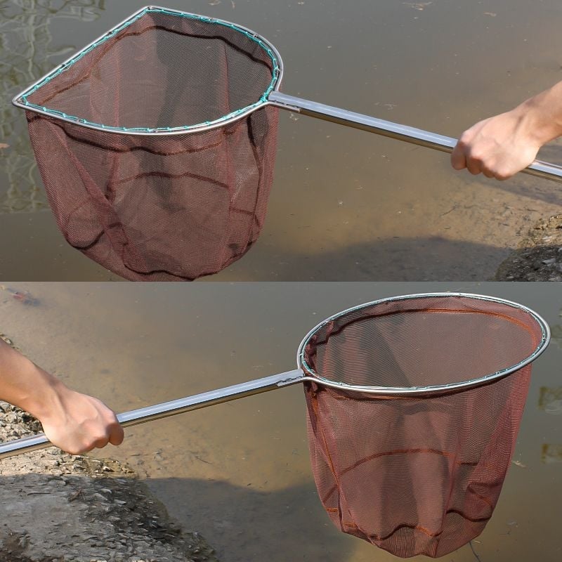 A1R неръждаема стомана дълга пръчка ръчна мрежа с твърд вътрешен пръстен и глава за хвърляне, мрежа 0.3