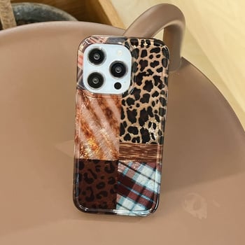 Θήκη iPhone – leopard print vintage ραφή, πίσω κάλυμμα, TPU, IMD, προσαρμόσιμη, ανθεκτική στη φθορά και στις πτώσεις (για iPhone 11/12/12 Pro/Max, 13/13 Pro, 14/14 Pro/Max)