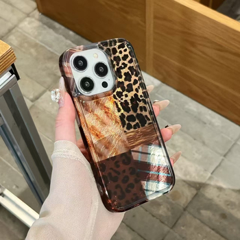 Θήκη iPhone – leopard print vintage ραφή, πίσω κάλυμμα, TPU, IMD, προσαρμόσιμη, ανθεκτική στη φθορά και στις πτώσεις (για iPhone 11/12/12 Pro/Max, 13/13 Pro, 14/14 Pro/Max)