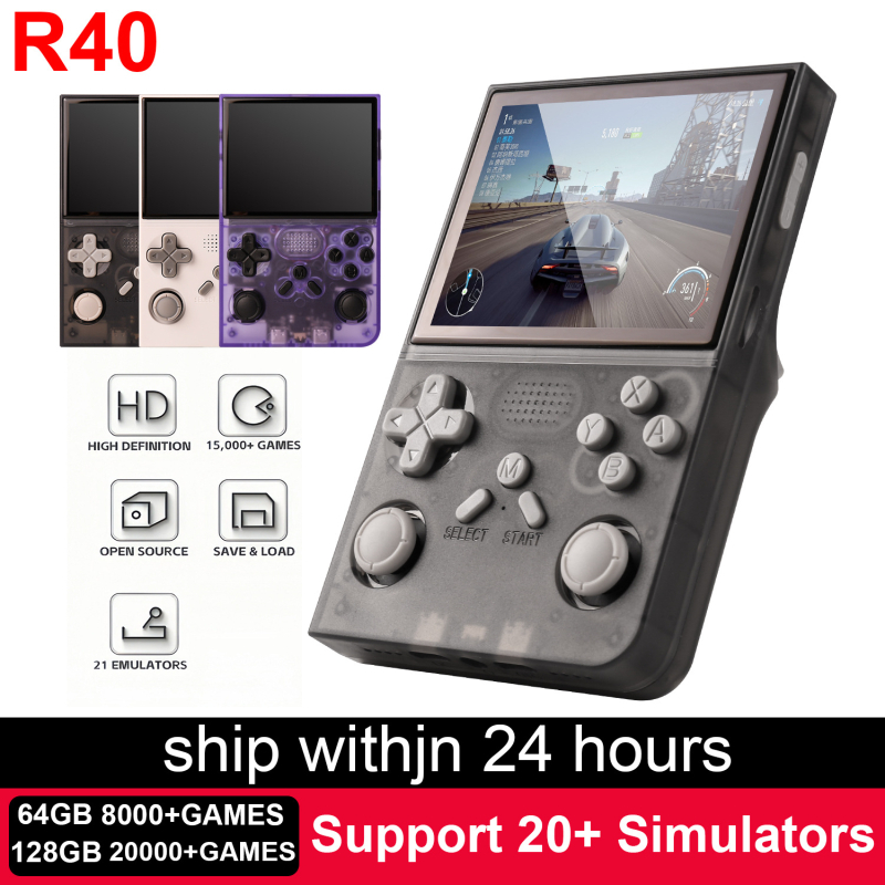 Consolă portabilă de jocuri R40S Pro, arcade nostalgic, All-in-One, Open-Source, Dual-OS, 64GB/128GB, USB, 3.5 mm
