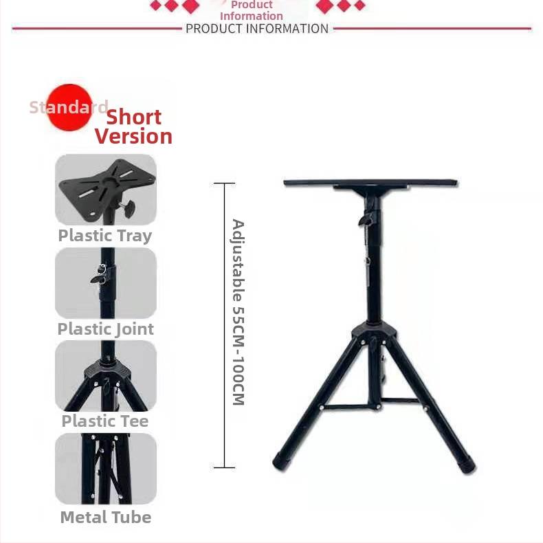 Padlóra álló projektor-trípó tálcával, ágy melletti állítható magasság, masszív projektor tartó otthoni használatra