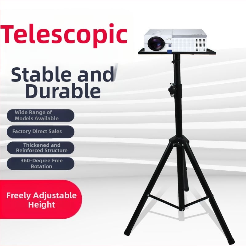 Padlóra álló projektor-trípó tálcával, ágy melletti állítható magasság, masszív projektor tartó otthoni használatra