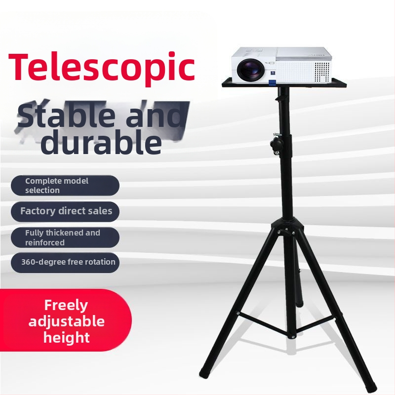 Padlóra álló projektor-trípó tálcával, ágy melletti állítható magasság, masszív projektor tartó otthoni használatra