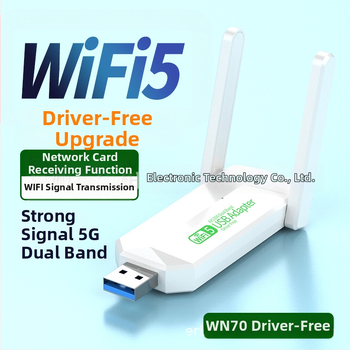  adaptor USB wireless dual-band, până la 1300 Mbps, 2,4/5 GHz, fără driver, pentru notebook și desktop