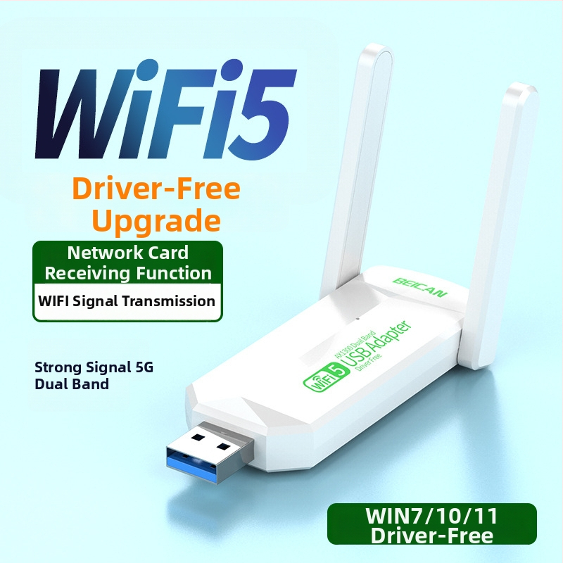  adaptor USB wireless dual-band, până la 1300 Mbps, 2,4/5 GHz, fără driver, pentru notebook și desktop