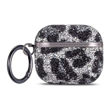 Zaštitni kućište za AirPods s leopard printom i kristalima, kompatibilno s AirPods 4. generacije i AirPods Pro 2. generacije (1.–2. generacije)