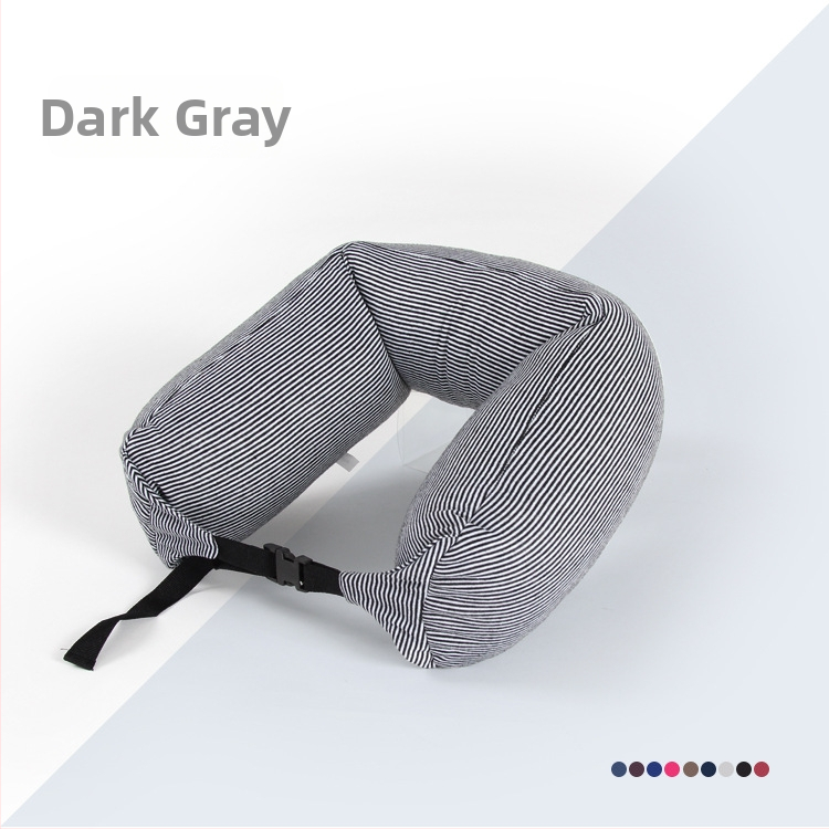 Пътна възглавница за шия с качулка и U-образна форма, пълнена с частици пяна, трикотажен корпус, за възрастни, със свалящ се калъф