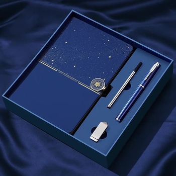 Hancheng bilježnica Starry Sky s kožnim izgledom, žičano spajanje, Dowling papir, 80 g/m2, 200–300 stranica, poslovni uredski stil