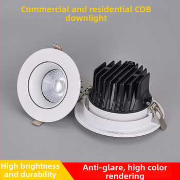 Stropný COB LED reflektor z liateho hliníka, zabudovaný, moderný minimalistický štýl, CRI 80–89, napätie ≤36V