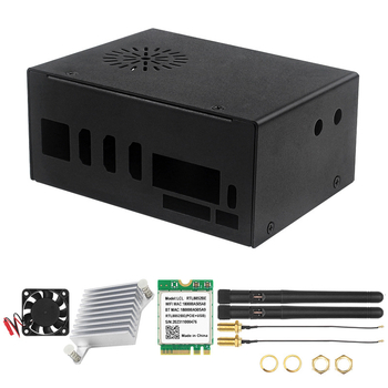 Orange Pi 5 Plus μεταλλικό περίβλημα με ανεμιστήρα και αλουμινένιο ψύκτης, μονάδα Bluetooth και κεραία