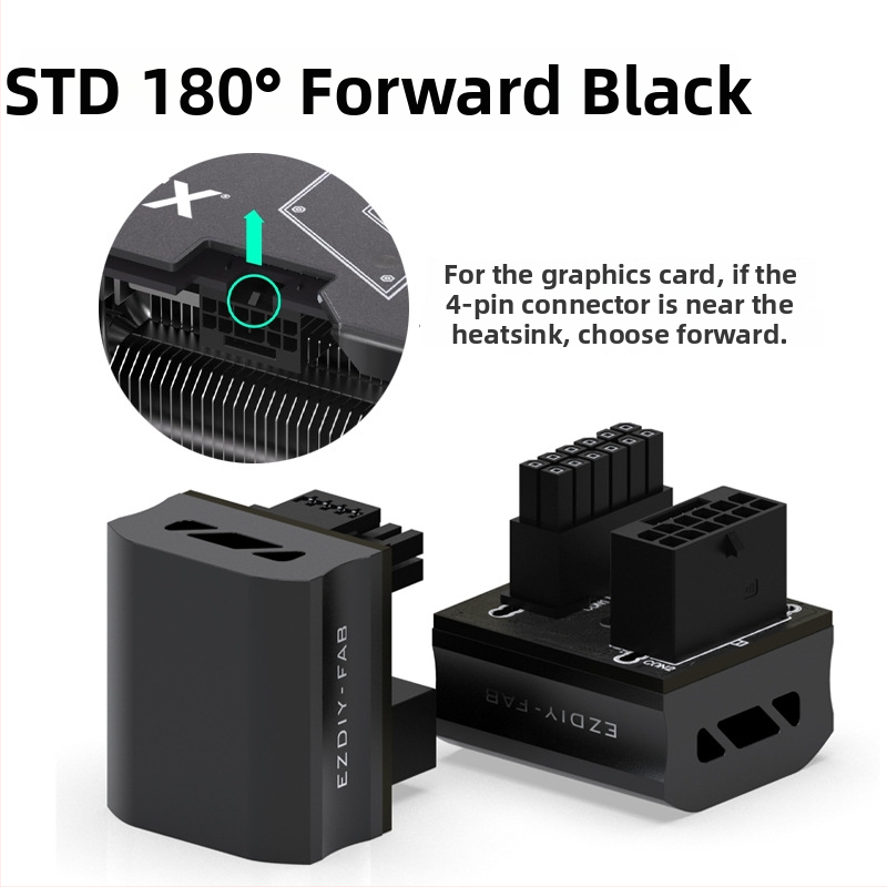 12-pinzová riadiaca hlava napájacieho konektora RTX4090 grafickej karty, 16-pin 12+4P, 180° ohyb, ABS materiál