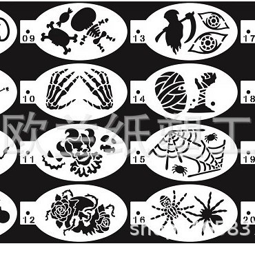 24-dijelni PET šabloni za crtanje lica za dječje Halloween zabave