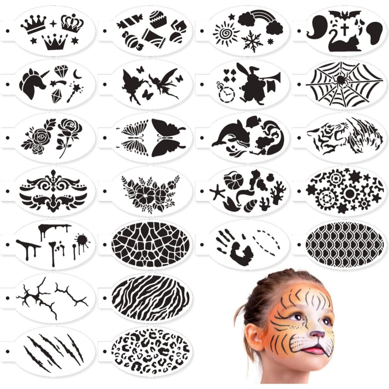 24-dijelni PET šabloni za crtanje lica za dječje Halloween zabave