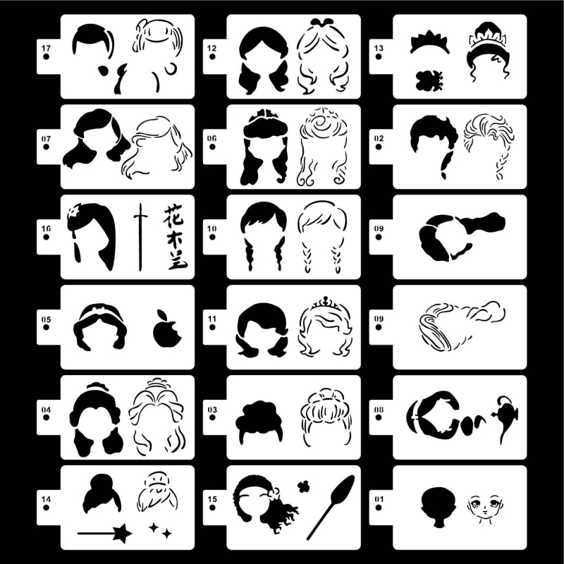 24-dijelni PET šabloni za crtanje lica za dječje Halloween zabave