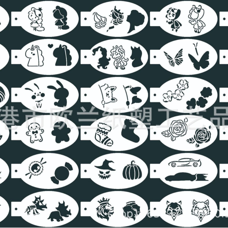 24-dijelni PET šabloni za crtanje lica za dječje Halloween zabave