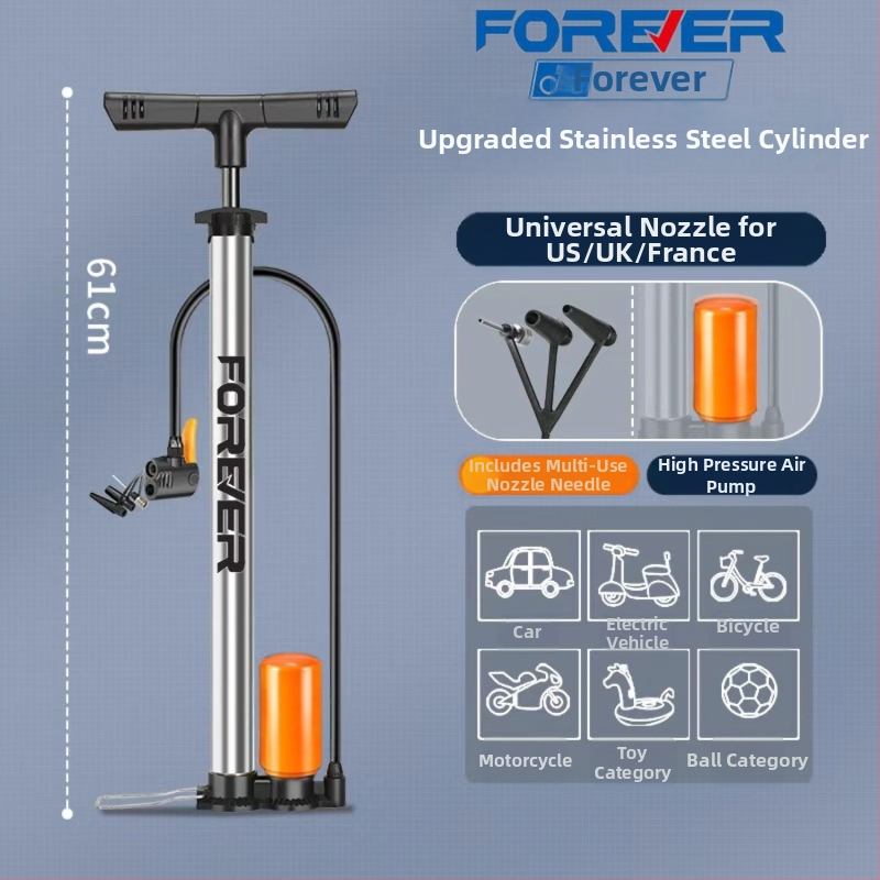 Vysokotlaková ručná pumpa pre bicykel, e-bike, motocykel, auto, domáce použitie a basketbal – viacúčelová