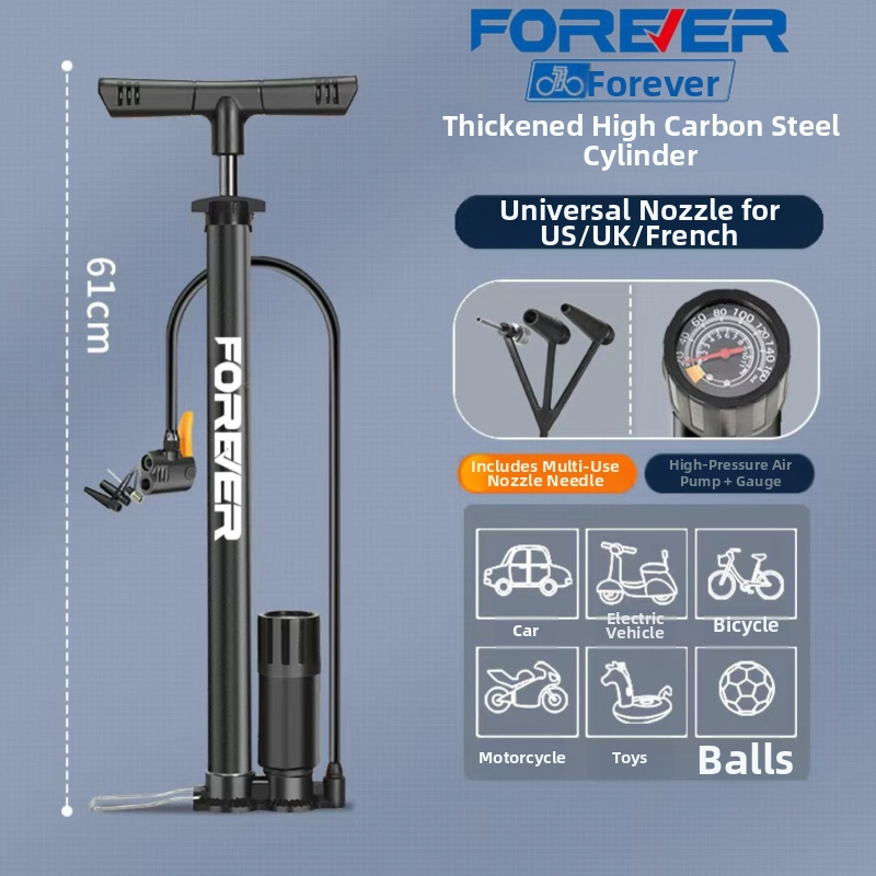Vysokotlaková ručná pumpa pre bicykel, e-bike, motocykel, auto, domáce použitie a basketbal – viacúčelová