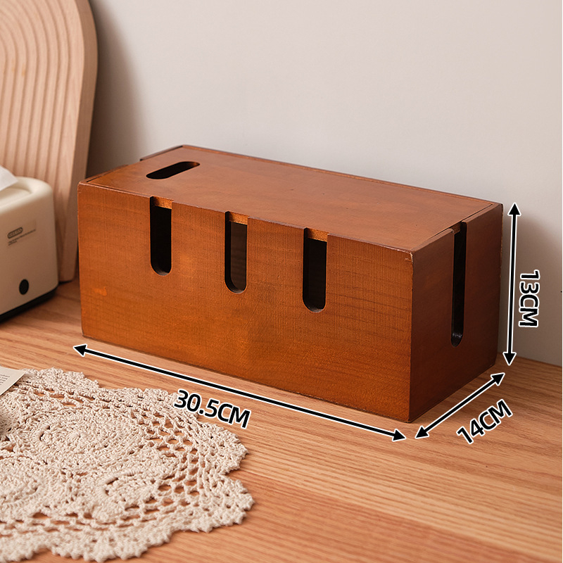 Desktop kutija za organizaciju kablova – drvena kutija za kabelske žice, moderni minimalistički stil, model 985, kapacitet 18 L, uzorak 69850