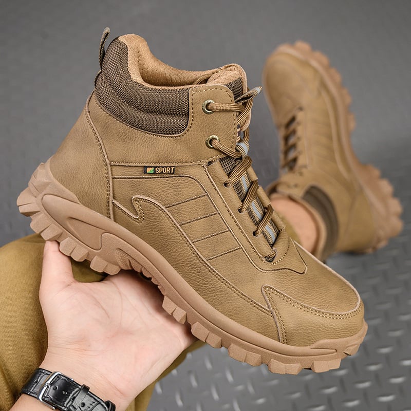 Мъжки високи зимни обувки за безопасност със стоманено носче, подплата от вълна, противоударни и против пробиване, неплъзгаща се подметка