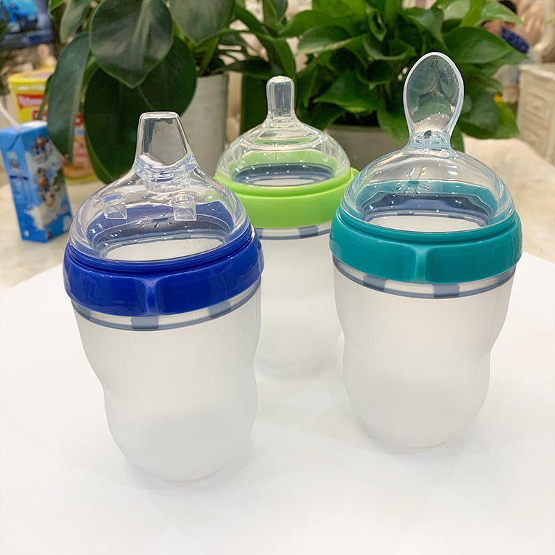 Spekids biberon din silicon pentru bebeluși, gură ultra-largă, formă de dovleac, fără mâner, personalizabil.