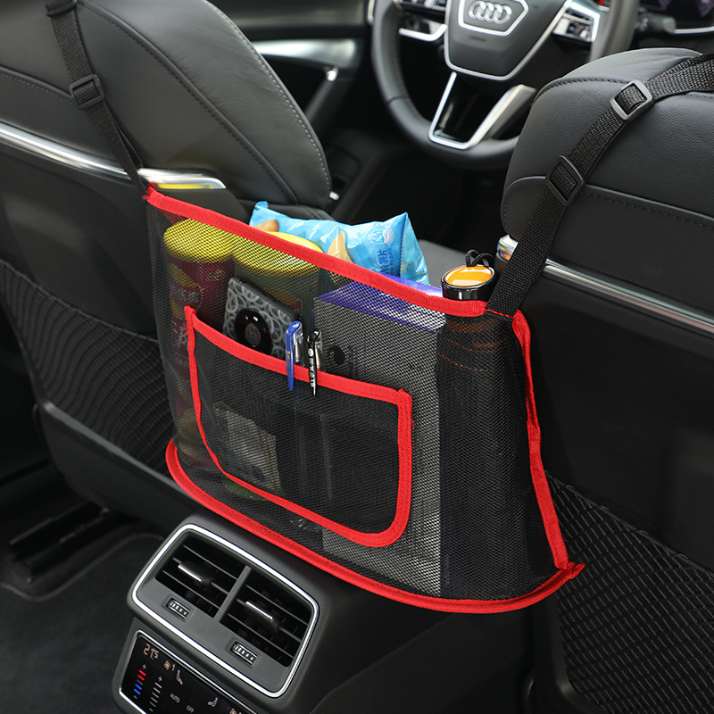 Geantă de depozitare pentru spătarul scaunului – tip agăţat, plasă din material de înaltă calitate, compatibil universal, personalizabilă
