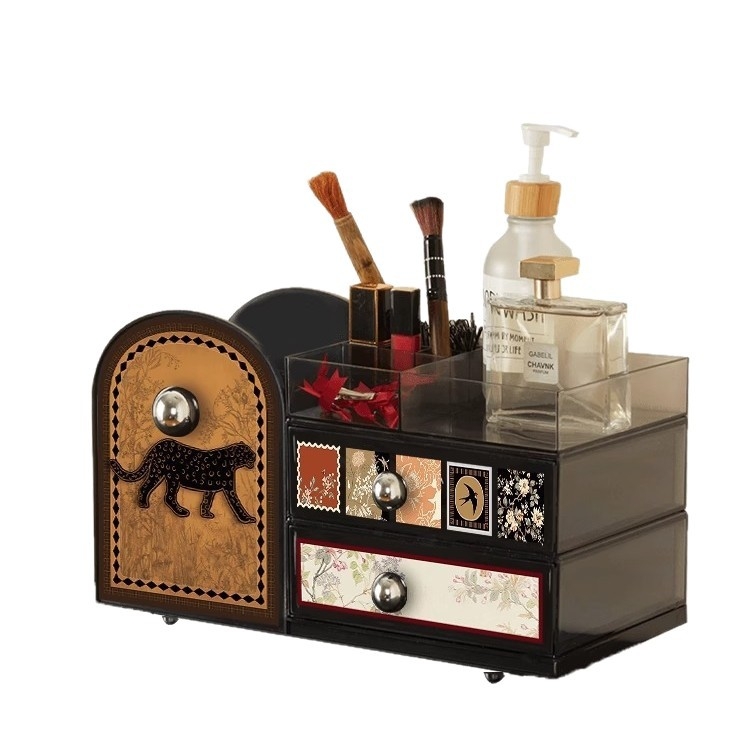 Organizator de cosmetică cu compartimente, acrilic, stil vintage, model 20250710001