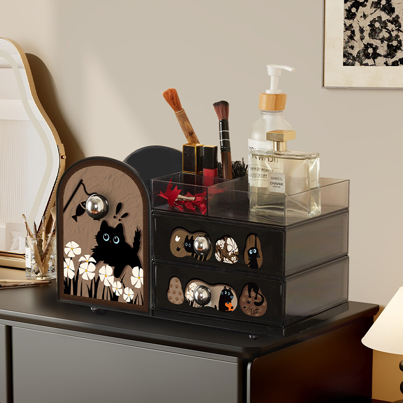 Organizator de cosmetică cu compartimente, acrilic, stil vintage, model 20250710001