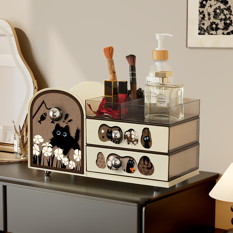 Organizator de cosmetică cu compartimente, acrilic, stil vintage, model 20250710001