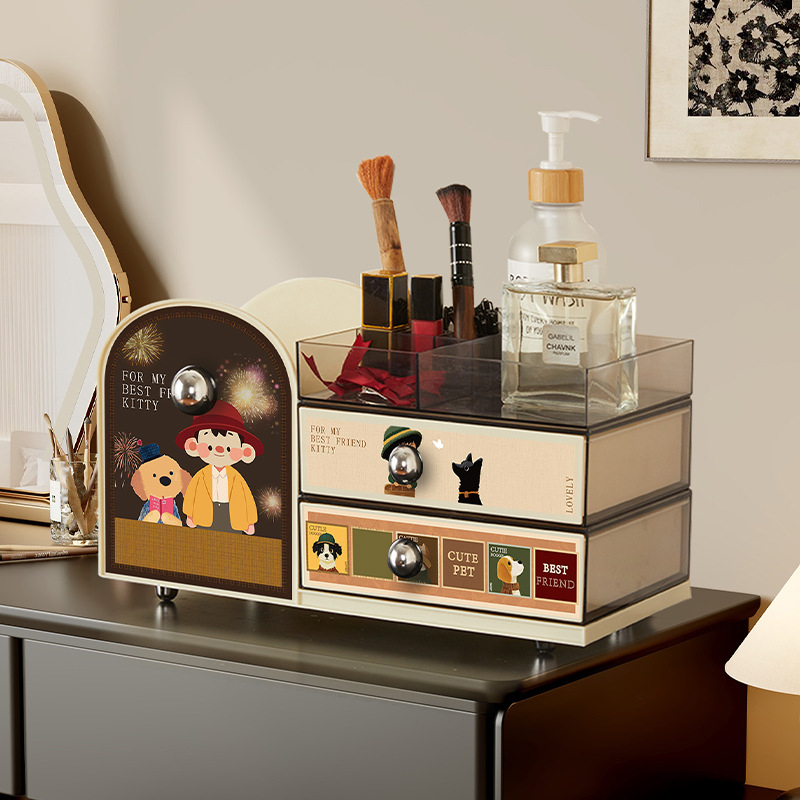 Organizator de cosmetică cu compartimente, acrilic, stil vintage, model 20250710001