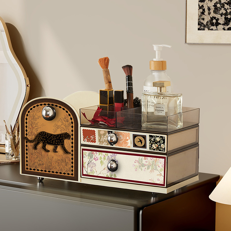 Organizator de cosmetică cu compartimente, acrilic, stil vintage, model 20250710001
