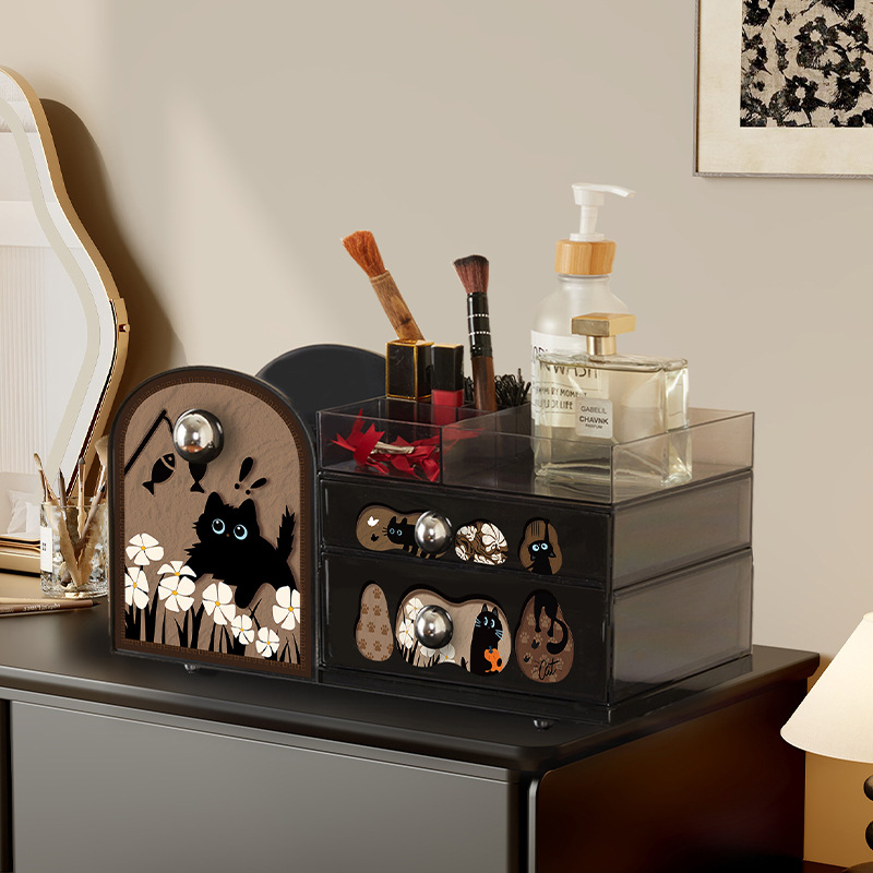 Organizator de cosmetică cu compartimente, acrilic, stil vintage, model 20250710001