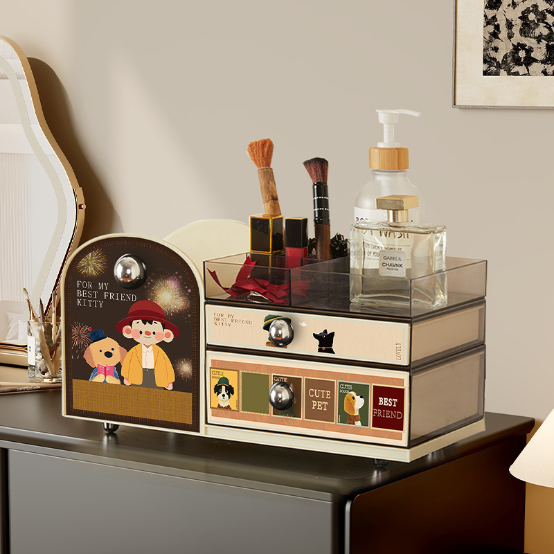 Organizator de cosmetică cu compartimente, acrilic, stil vintage, model 20250710001