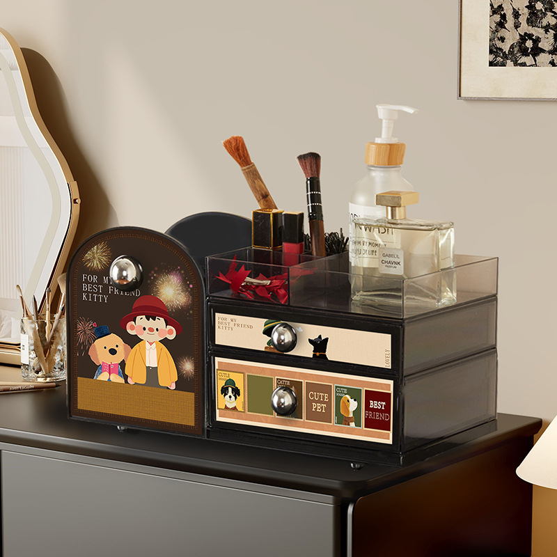 Organizator de cosmetică cu compartimente, acrilic, stil vintage, model 20250710001