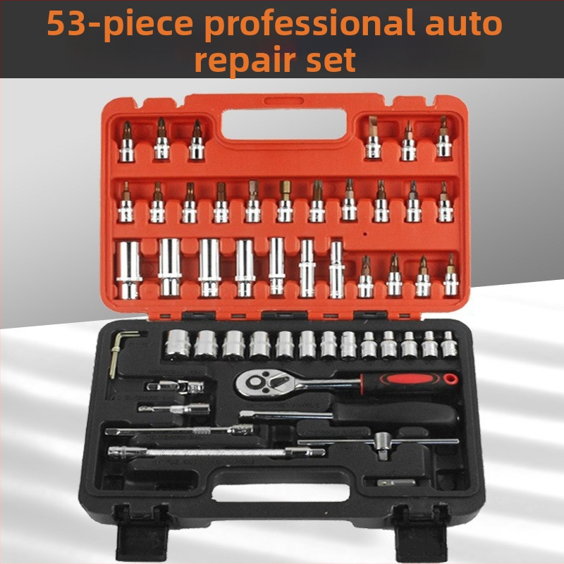 108-dielny súbor nástrojov na opravu auta | karbónová oceľ | plastová krabica | 1,6 kg | model 108 | pre opravu vozidiel, bicyklov a domáce potreby