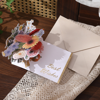 Κάρτα Ευχών για την Ημέρα του Δασκάλου με Μπουκέτο από Χαρτί Κοπής, DIY Μικρή Κάρτα, Τετραχρωμη Εκτύπωση, Υψηλής Ποιότητας Ευχή