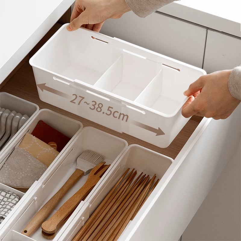 Organizator za ladicu, japanski stil, s odjeljcima, PP plastika, kapacitet 2 L, modeli 8094 uski i 8095 široki